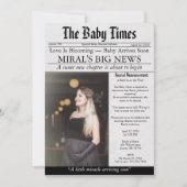 Newspaper Unique Fun Photo aesthetic Baby Shower 招待状 (正面)