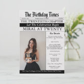 Newspaper Unique Fun Photo Girl 20th Birthday  招待状 (スタンド正面)