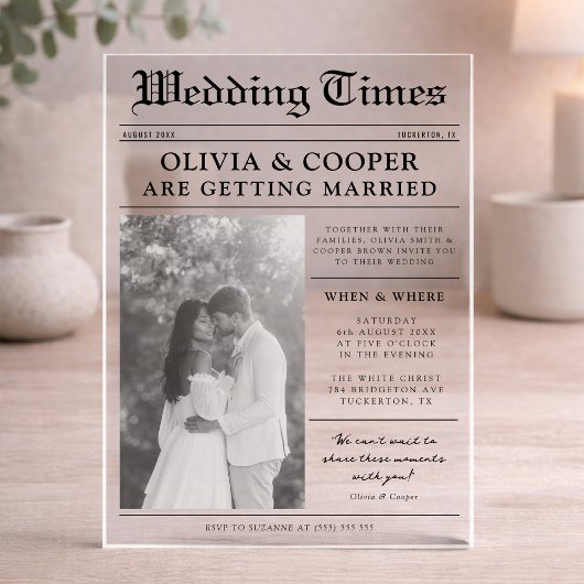 Newspaper Wedding アクリル招待状