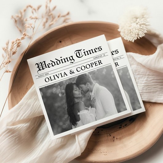 Newspaper Wedding Napkins スタンダードカクテルナプキン