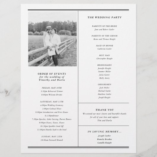 Newspaper Wedding Program Single Large Page  チラシ (裏面)