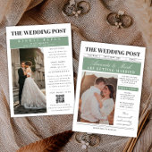 Newspaper Wedding Unique Fun Black and white 招待状