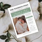 Newspaper Wedding Unique Fun Black and white 招待状