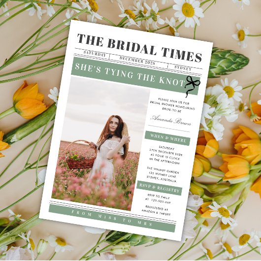 Newspaper Wedding Unique Fun Bridal Shower 招待状