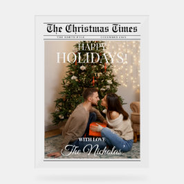 Newspaper What A Year Black White Photo Christmas アクリルサイン