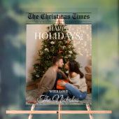 Newspaper What A Year Black White Photo Christmas アクリルサイン (ニュートラル)