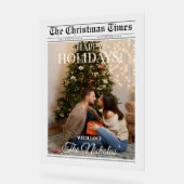 Newspaper What A Year Black White Photo Christmas アクリルサイン (傾斜)