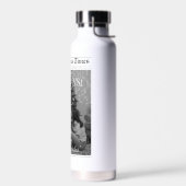 Newspaper What A Year Black White Photo Christmas ウォーターボトル (左面)