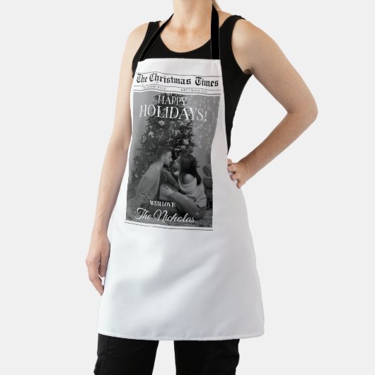 Newspaper What A Year Black White Photo Christmas エプロン (インサイチュ)