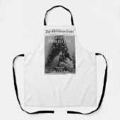 Newspaper What A Year Black White Photo Christmas エプロン (正面)