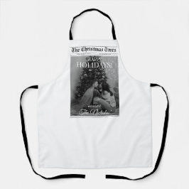 Newspaper What A Year Black White Photo Christmas エプロン