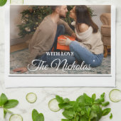 Newspaper What A Year Black White Photo Christmas キッチンタオル (折り畳み)