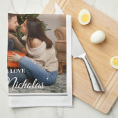 Newspaper What A Year Black White Photo Christmas キッチンタオル (四つ折り)