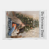 Newspaper What A Year Black White Photo Christmas キッチンタオル (横)