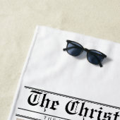 Newspaper What A Year Black White Photo Christmas ビーチタオル (インサイチュ)