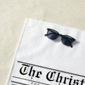 Newspaper What A Year Black White Photo Christmas ビーチタオル (インサイチュ)