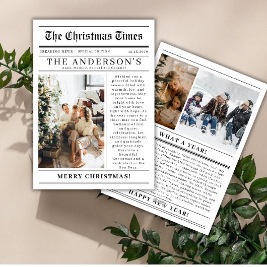 Newspaper What A Year Photo Collage Christmas  シーズンカード