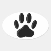 Newsprintエフェクトを使用した黒犬のポープリント 楕円形シール (正面)