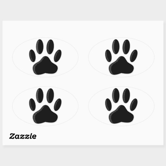 Newsprintエフェクトを使用した黒犬のポープリント 楕円形シール (シート)