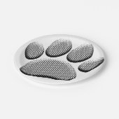 Newsprintハーフトーン漫画の犬のポープリント ペーパープレート (アングル)