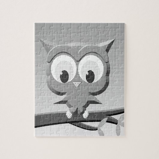Newsprint Owl In Black And White ジグソーパズル (縦)