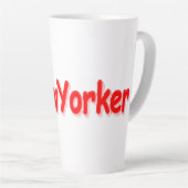 「#NewYorker」かわいいデザイン。買今 カフェラテマグ (右アングル)