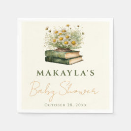 Next Chapter Boho Book Lover Floral Baby Shower スタンダードカクテルナプキン