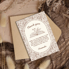 Next Chapter Book Floral Brown Bridal Shower サンキューカード