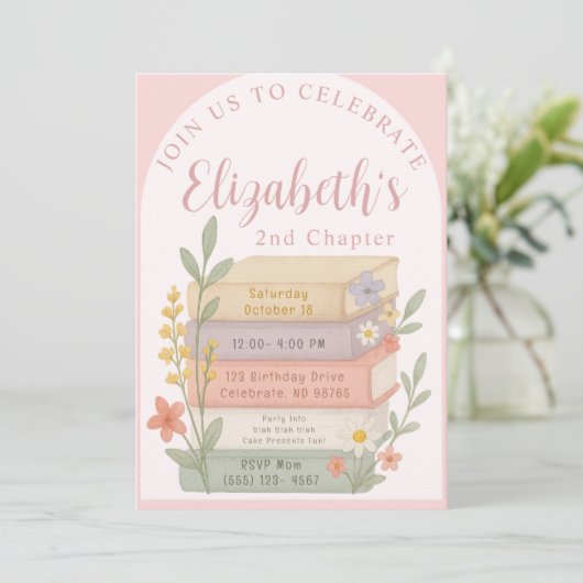 Next Chapter Book Themed Birthday Invite 招待状 (スタンド正面)