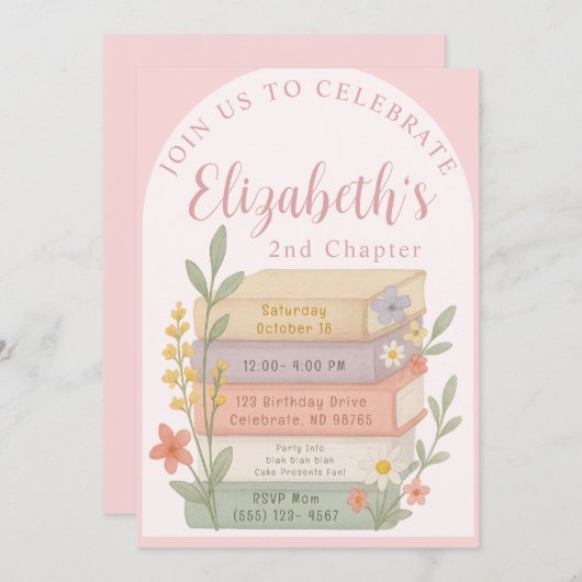 Next Chapter Book Themed Birthday Invite 招待状 (正面/裏面)