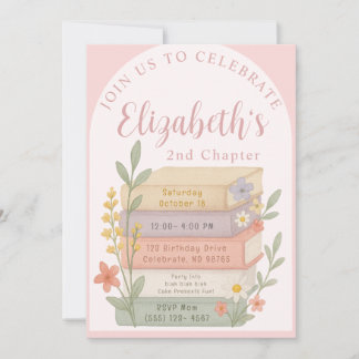 Next Chapter Book Themed Birthday Invite 招待状