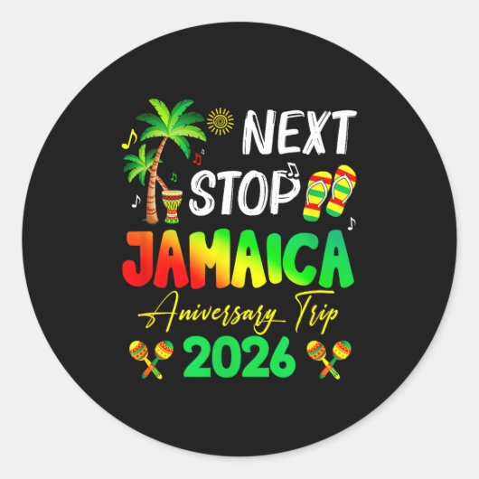 Next Stop Jamaica 2026 Couples Anniversary Family  ラウンドシール (正面)