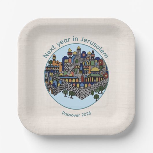 Next Year in Jerusalem Passover Seder Plate  ペーパープレート (正面)