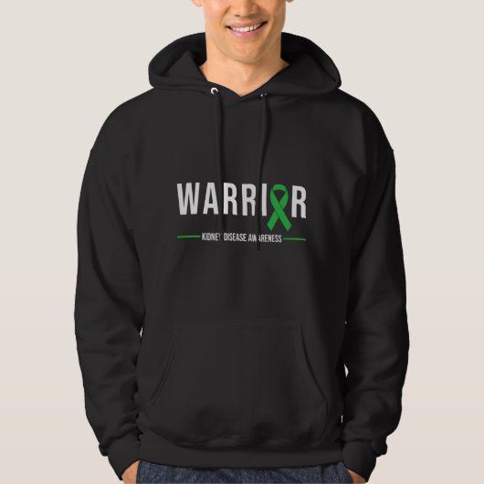 ney Disease Awareness Warrior Recovery Green Ribbo パーカ (正面)
