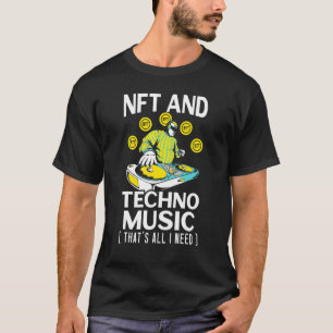 Nftおよびテクノ音楽Cryptoの代替不能トークン Tシャツ