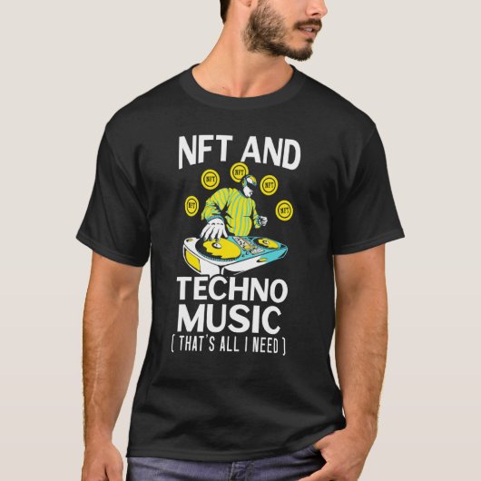 Nftおよびテクノ音楽Cryptoの代替不能トークン Tシャツ (正面)
