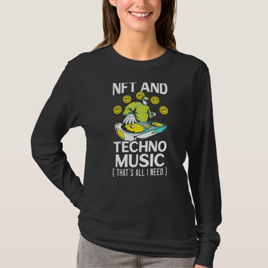 Nftおよびテクノ音楽Cryptoの代替不能トークン Tシャツ (正面)