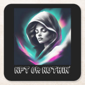 NFTまたはNothin' -はっきりしたくもの巣3 & Crypto愛好家 スクエアペーパーコースター (正面)