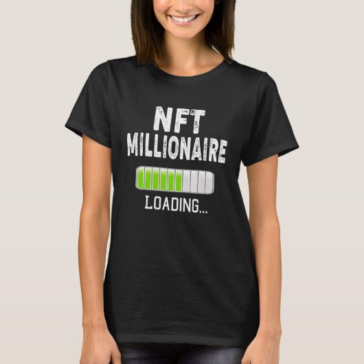 NFT億万長者ロード中 お待ちください ビットコイン暗号資産 Tシャツ (正面)