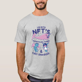 NFTsおもしろい Narwhale、妖精、小さなドラゴンTシャツ Tシャツ