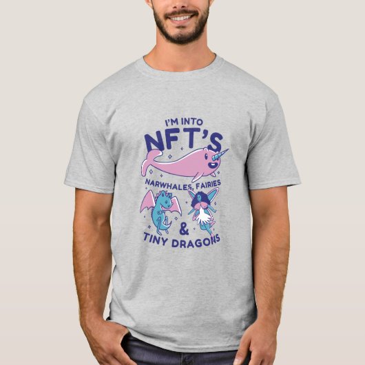 NFTsおもしろい Narwhale、妖精、小さなドラゴンTシャツ Tシャツ (正面)