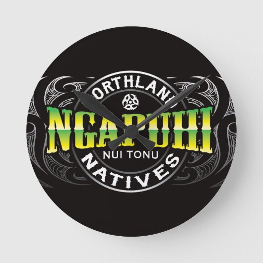 Ngapuhiの終身刑囚のクロム ラウンド壁時計 (正面)