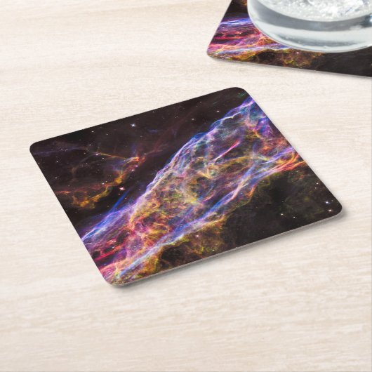 Ngc 6960、魔女のブルーム星雲。 スクエアペーパーコースター (アングル)