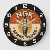 NGK Spark Plugs Sign ラージ壁時計 (正面)