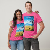 Ngorongoroタンザニアのクレーター野生動物旅行ポスター Tシャツ (ユニセックス)