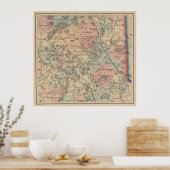 NH湖地域のヴィンテージ地図(1890) ポスター (キッチン)