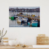 NH,ポーツマスで夜のボートのドッキング ポスター (キッチン)