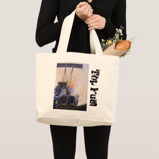 nhraのdragsterの上の燃料 ラージトートバッグ (正面(商品))