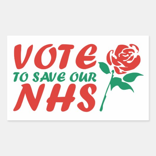 NHSを救うために労務に投票 長方形シール (正面)