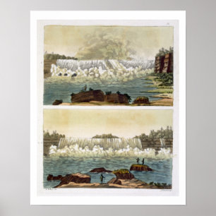 Niagara Falls, 1818 (colour engraving) ポスター